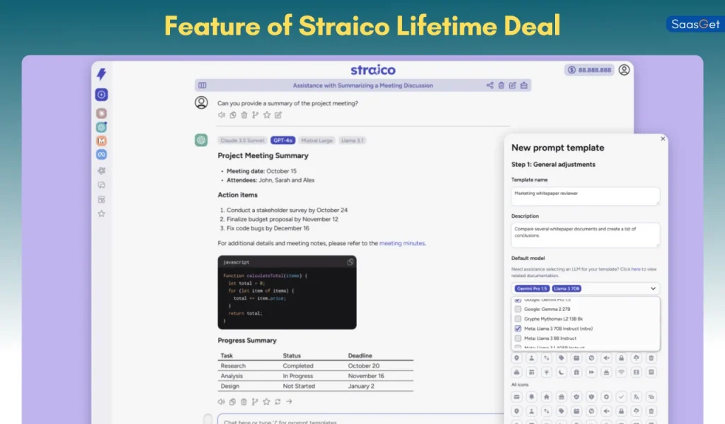Feature of Straico Lifetime Deal