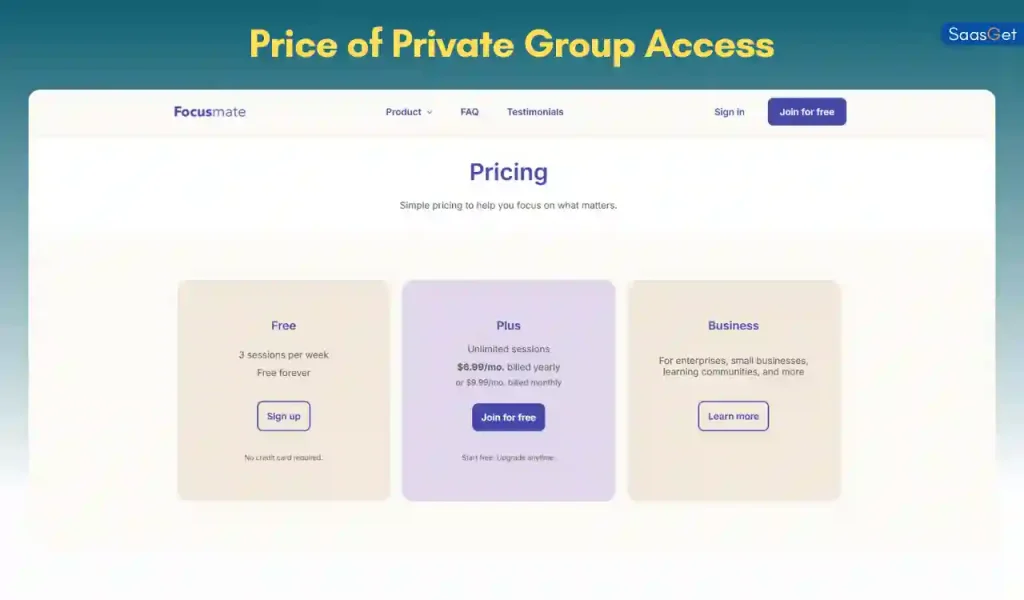 Price of Focusmate Private Group Access