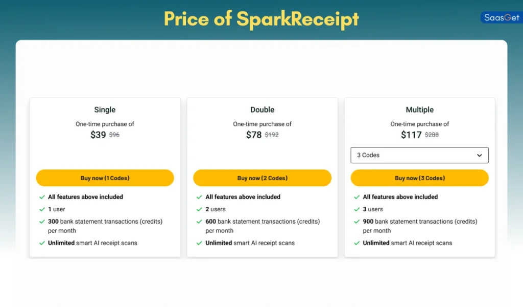 Price of SparkReceipt