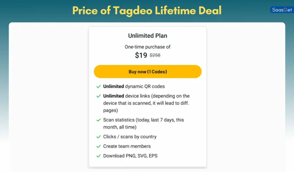 Price of Tagdeo Lifetime Deal