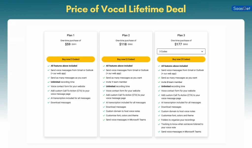 Price of Vocal Lifetime Deal
