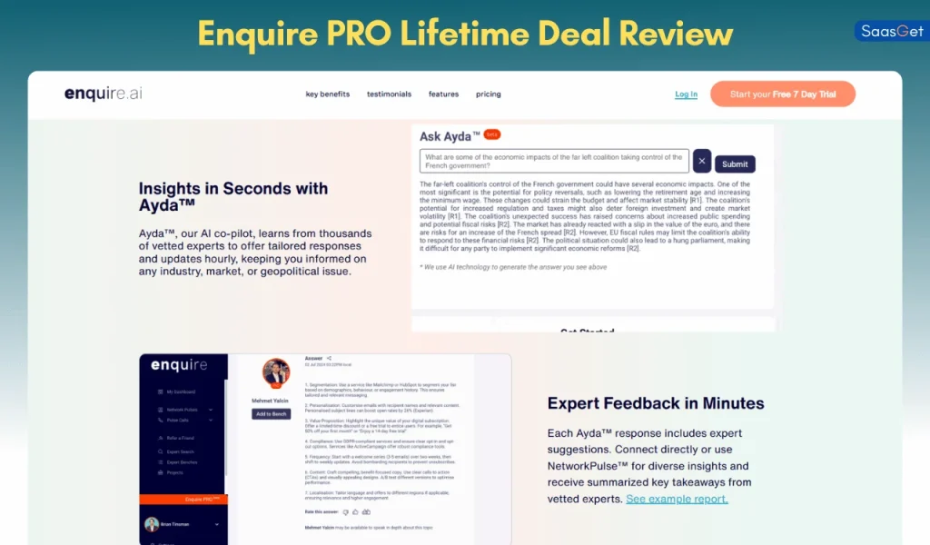 Pricing Structure of Enquire PRO Lifetime Deal