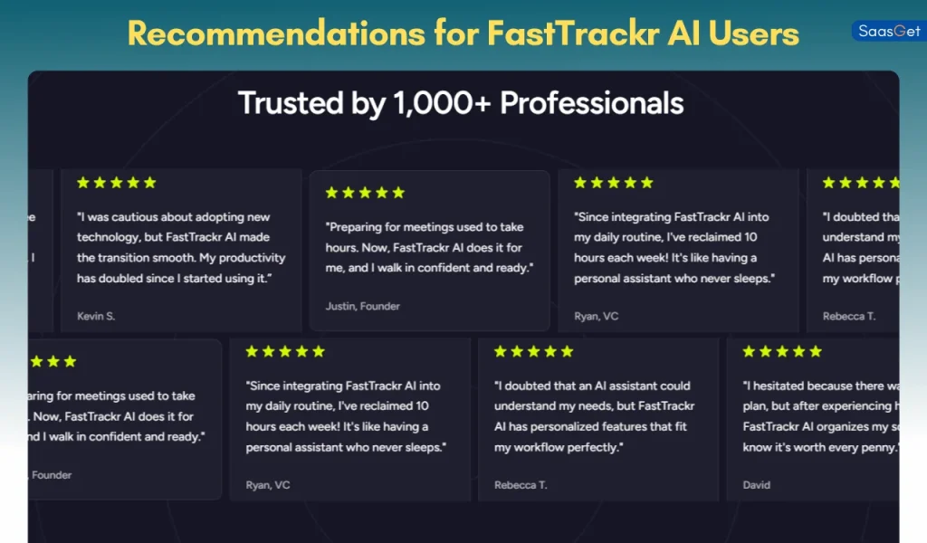 Recommendations for FastTrackr AI Users
