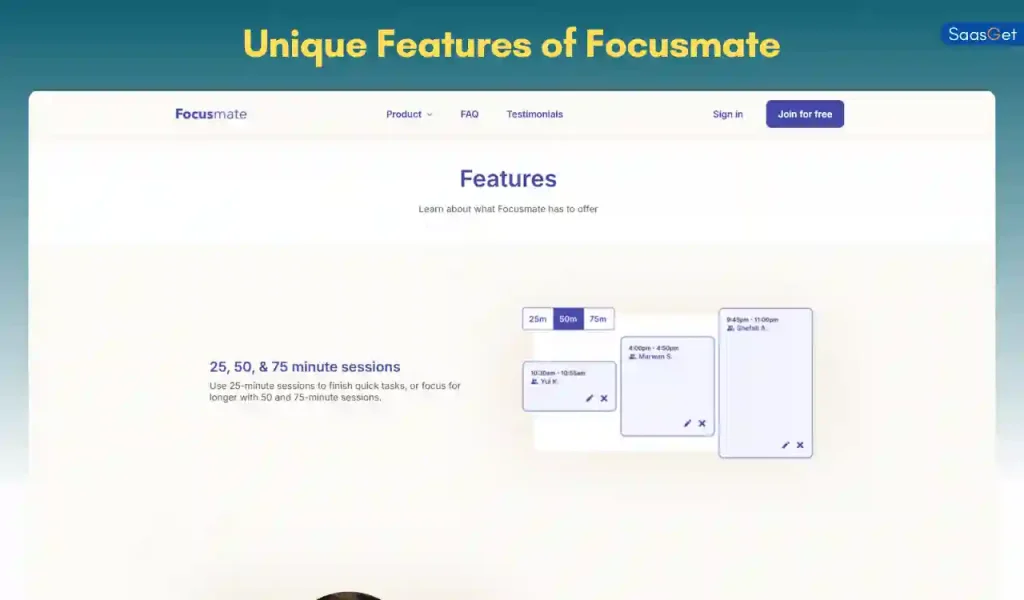 Features of Focusmate Private Group Access