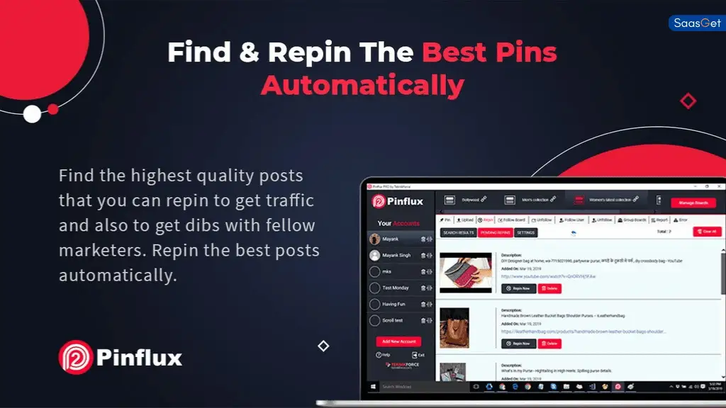 Feature of Pinflux - Best Pinterest Marketing & Automation Tool