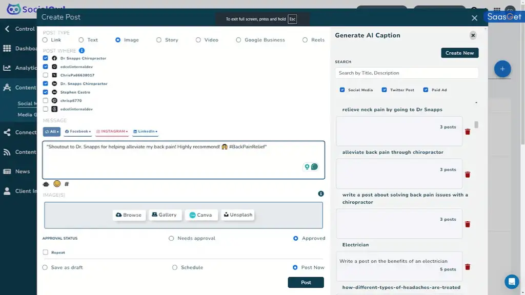 Feature of SocialOwl