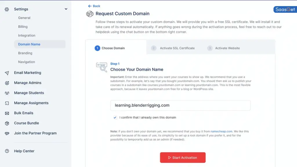 Features of OnlineCourseHost.com