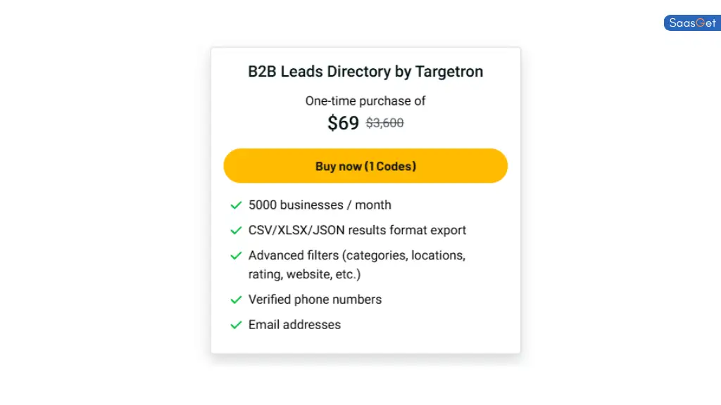 Price of B2B Leads Directory by Targetron