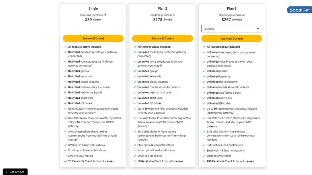 Price of Easy Text Marketing Agency Platform