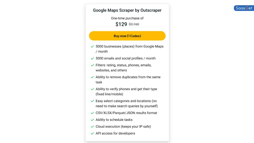 Price of Google Maps Scraper