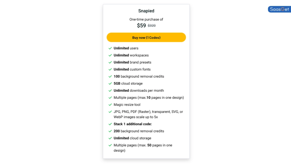 Price of Snapied: Graphic design tool for easy, beautiful designs that standout