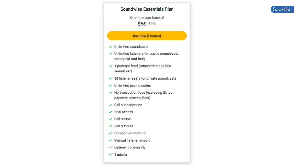 Price of Soundwise Essentials Plan