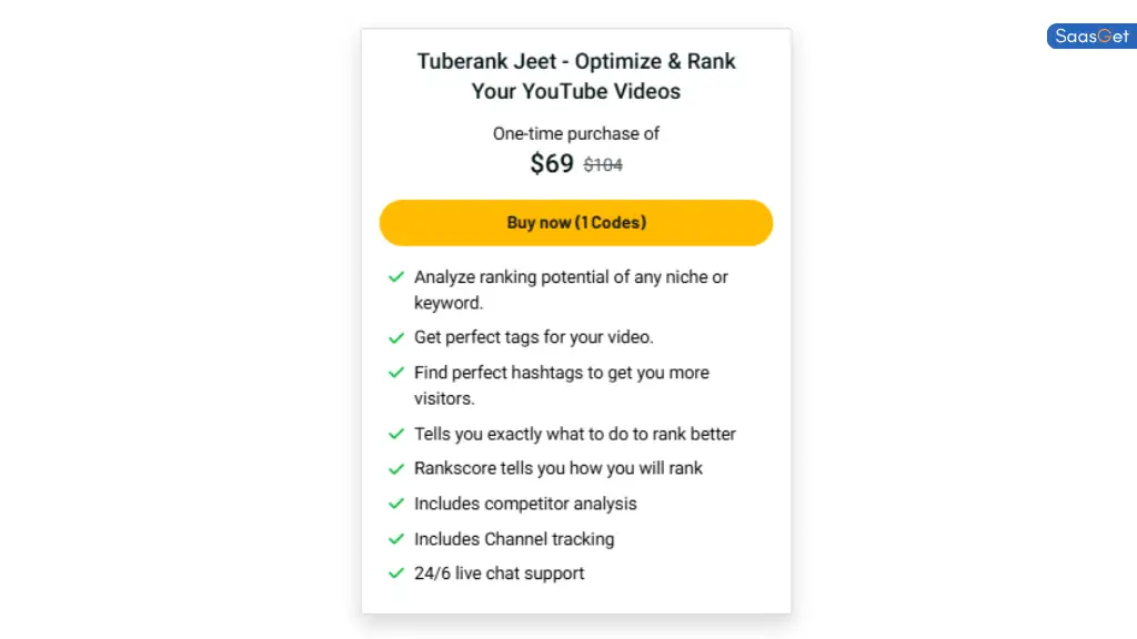 Price of Tuberank Jeet - Optimize & Rank Your YouTube Videos