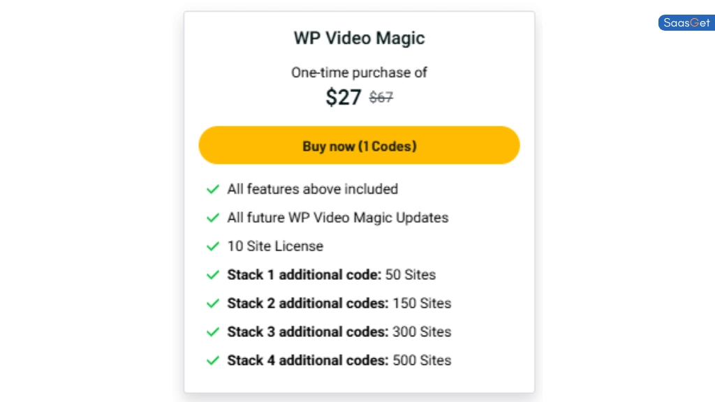 Price of WP Video Magic